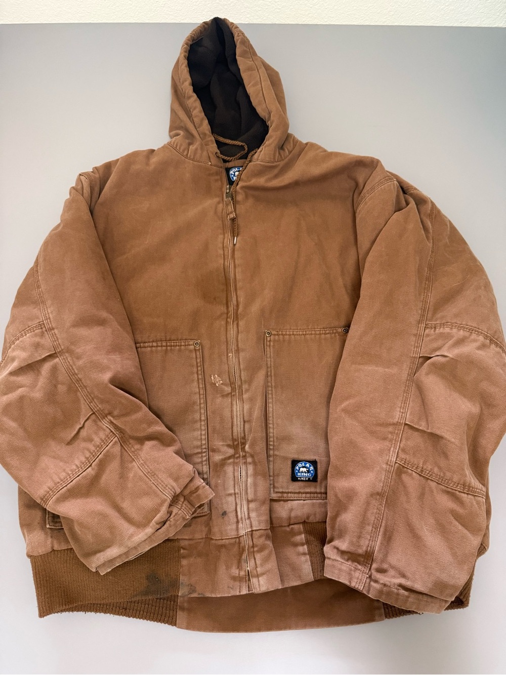 Vintage Y2K Walls Brown fleeced lined Hooded Canvas Field Jacket Polar King. 1